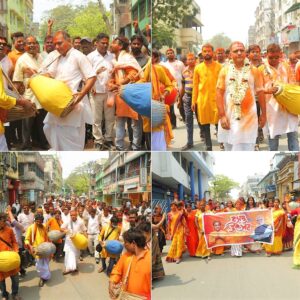 দোল উৎসবের শোভাযাত্রায় অংশগ্রহণ করলেন কামারহাটির বিজেপি প্রার্থী রাজু ব্যানার্জি