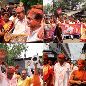 তারকেশ্বরের বিজেপি প্রার্থী স্বপন দাসগুপ্ত নগর কীর্তনে অংশগ্রহণ করলেন