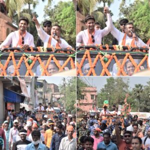 শোভাযাত্রায় যশ দাসগুপ্ত সঙ্গী হয়ে প্রচার করেন  শুভেন্দু অধিকারী
