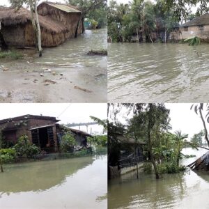 টানা বর্ষণে জলমগ্ন গোসাবার বিস্তীর্ণ এলাকা