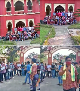 হোষ্টেলের ফ্রি বৃদ্ধির প্রতিবাদে বিক্ষোভ ছাত্রাবাসের আবাসিক সহ রাজবংশী ছাত্র সংগঠনের