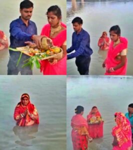 নদিয়ার নবদ্বীপে গঙ্গার ঘাটে ঘাটে ছট পুজো